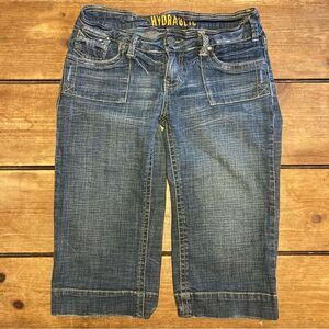 Y2K Hydraulic Jean Denim Capris Shorts Size 3/4 28 Waist Low Rise